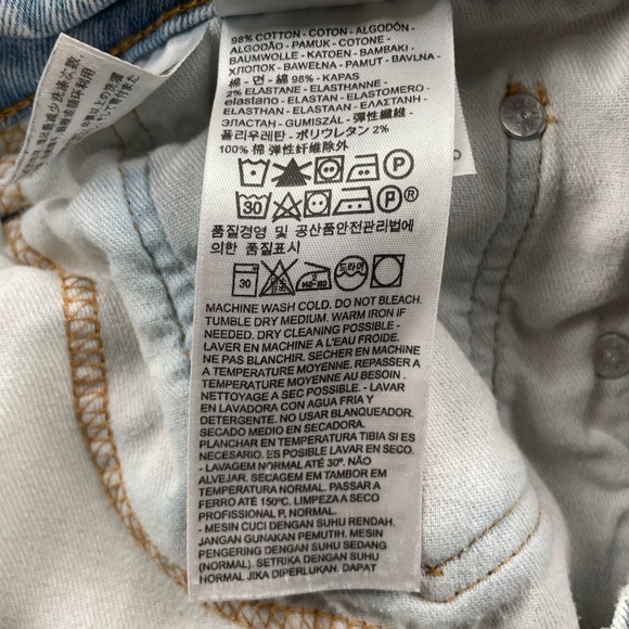 Levis Jeans Mens 33x34 Light Wash Acid Wash Denim Slim Straight Stretch Casual - Picture 8 of 11